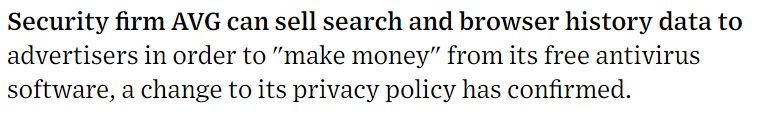 Screenshot of Wired article calling out AVG