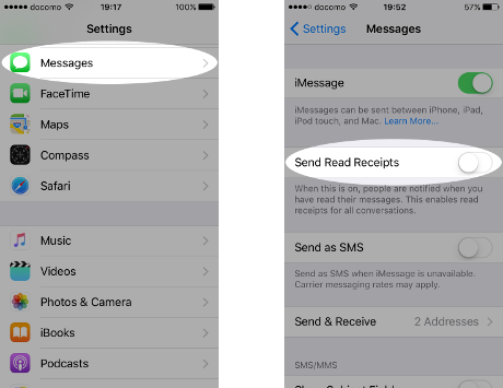 stop read receipts iphone