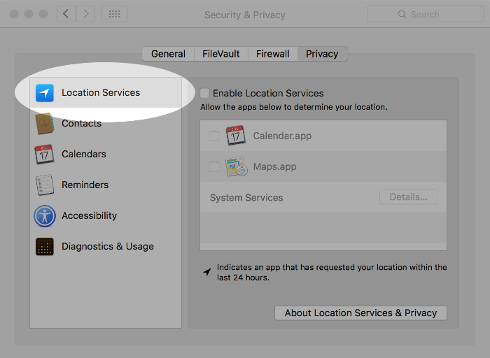 remove istumbler macos location services preference