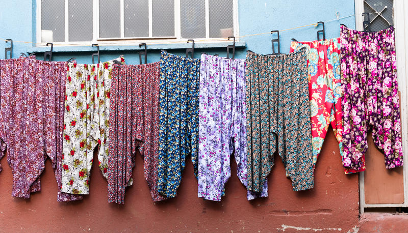 Clothes line showing laundry hanging out to dry