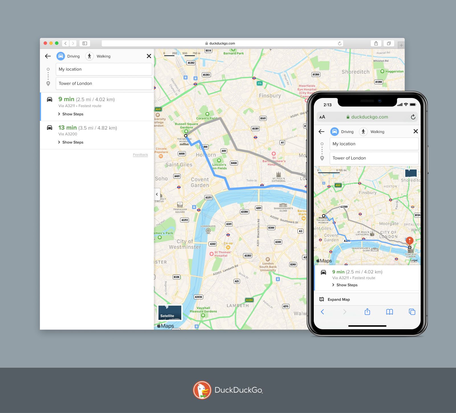 Walking Map Route Planner Plan Your Route Privately: Duckduckgo Now Has Driving & Walking Directions