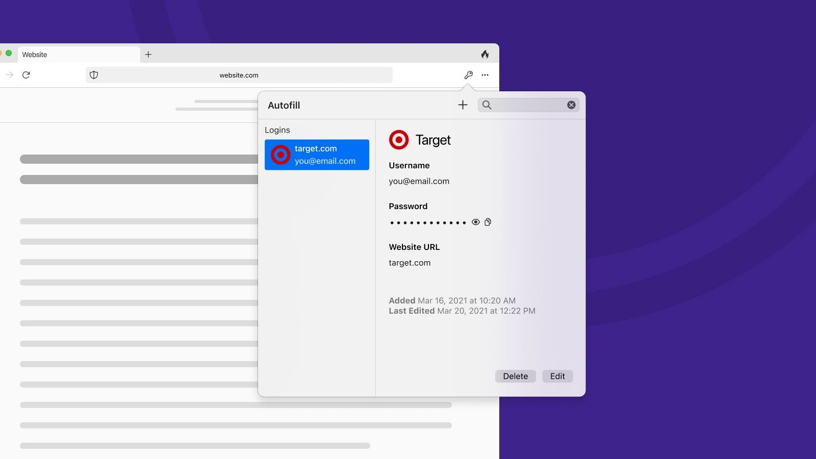 Screenshot showing how to import passwords and bookmarks into the browser