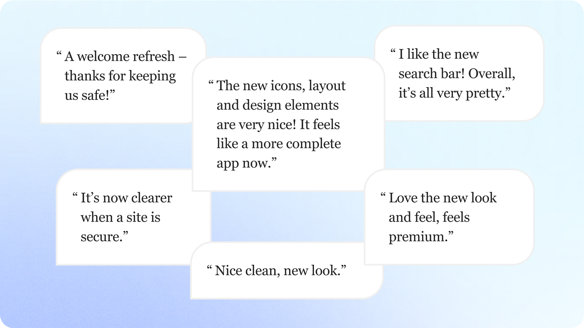 Positive user feedback about the new design