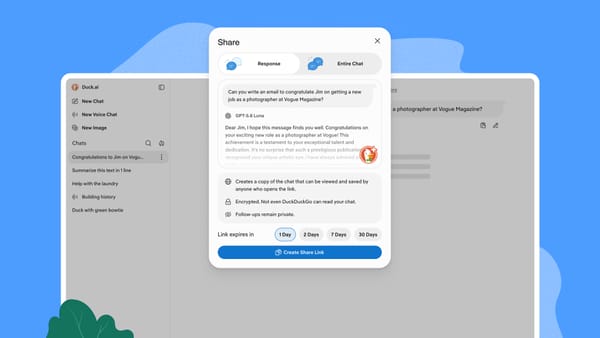Duck.ai now lets you share chats, privately and on your terms